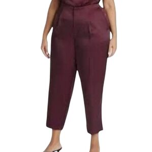 HIGH RISE TAPERED ANKLE SATIN TROUSER PANTS SZ NWT